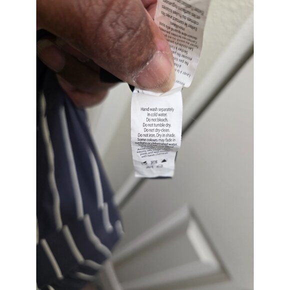 BOND EYE Australia Navy & White Striped One-Piece Swimsuit Ruched Front & Built- - Picture 10 of 10